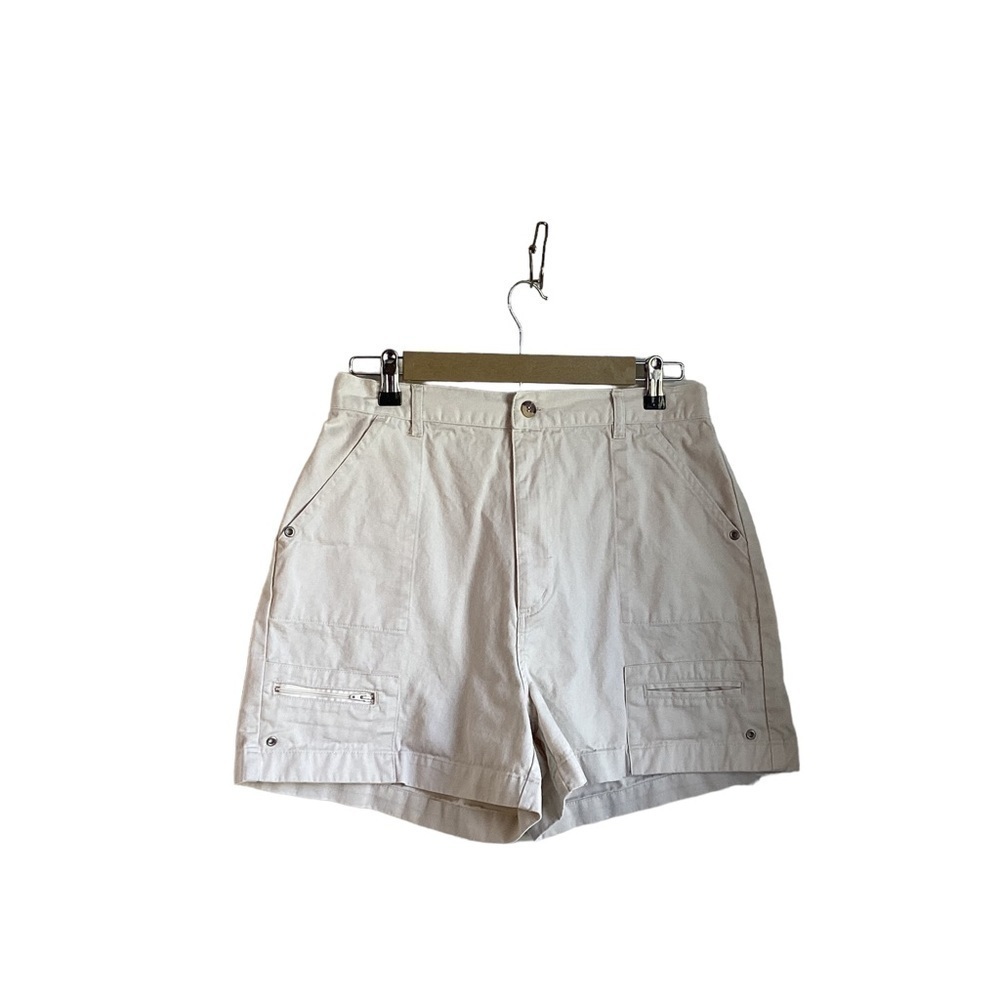 QuePasa Women’s Khaki Chino Cargo Shorts.  Size 14
